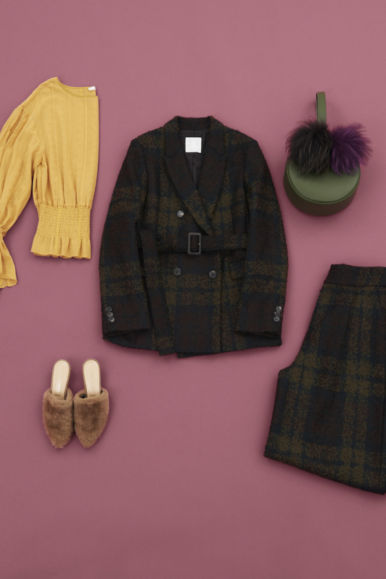 セットアップで楽しみたい、ビッグチェックのジャケットコート